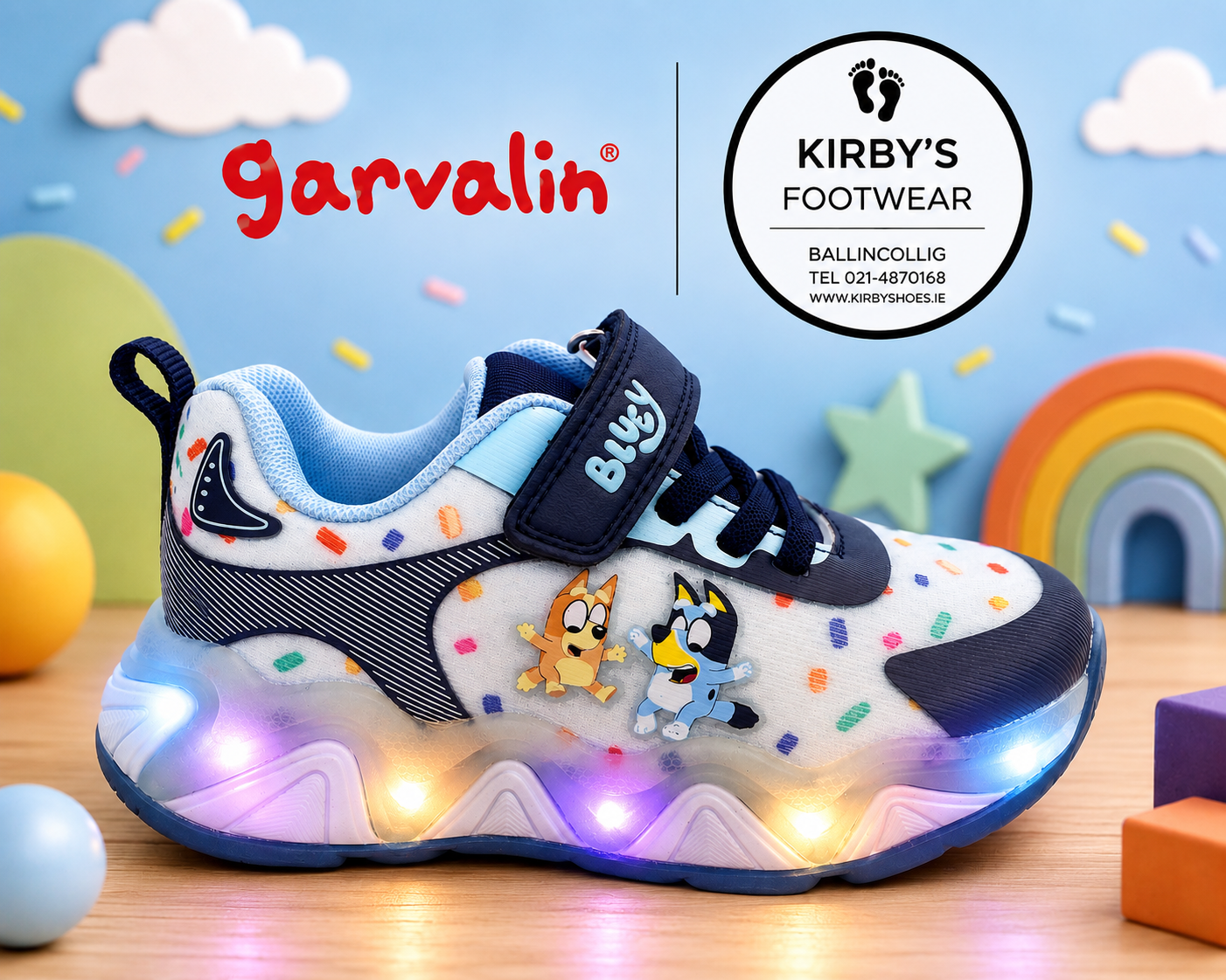 Garvalin Bluey trainer - lights - pink blue