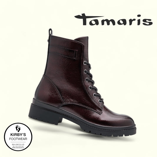 Tamaris merlot patent boot - 25236 - vegan