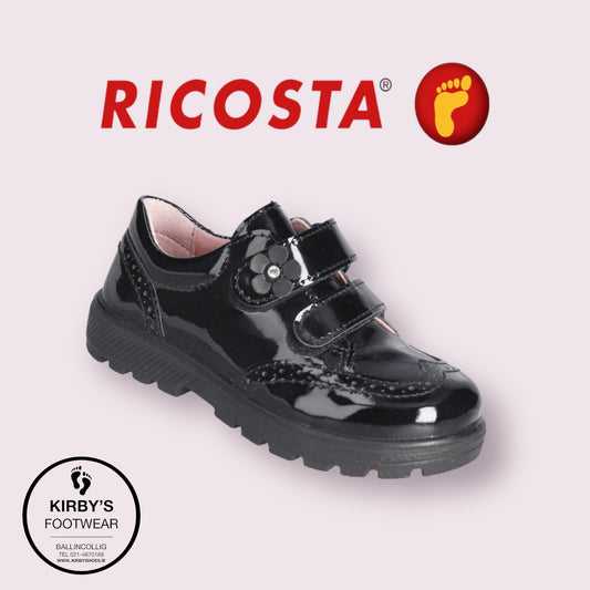Ricosta Avery black patent velcro – side view