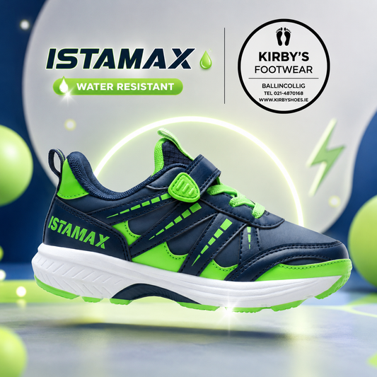 Istamax trainer navy green - water repellent - Kirbys Footwear Ltd
