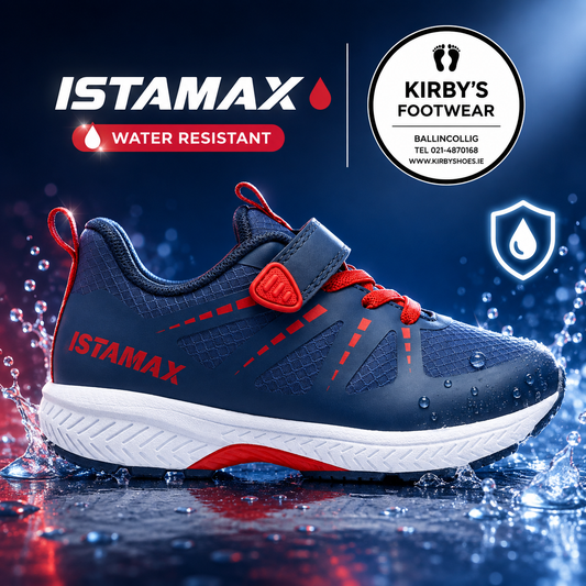 Istamax trainer navy red - water repellent - Kirbys Footwear Ltd