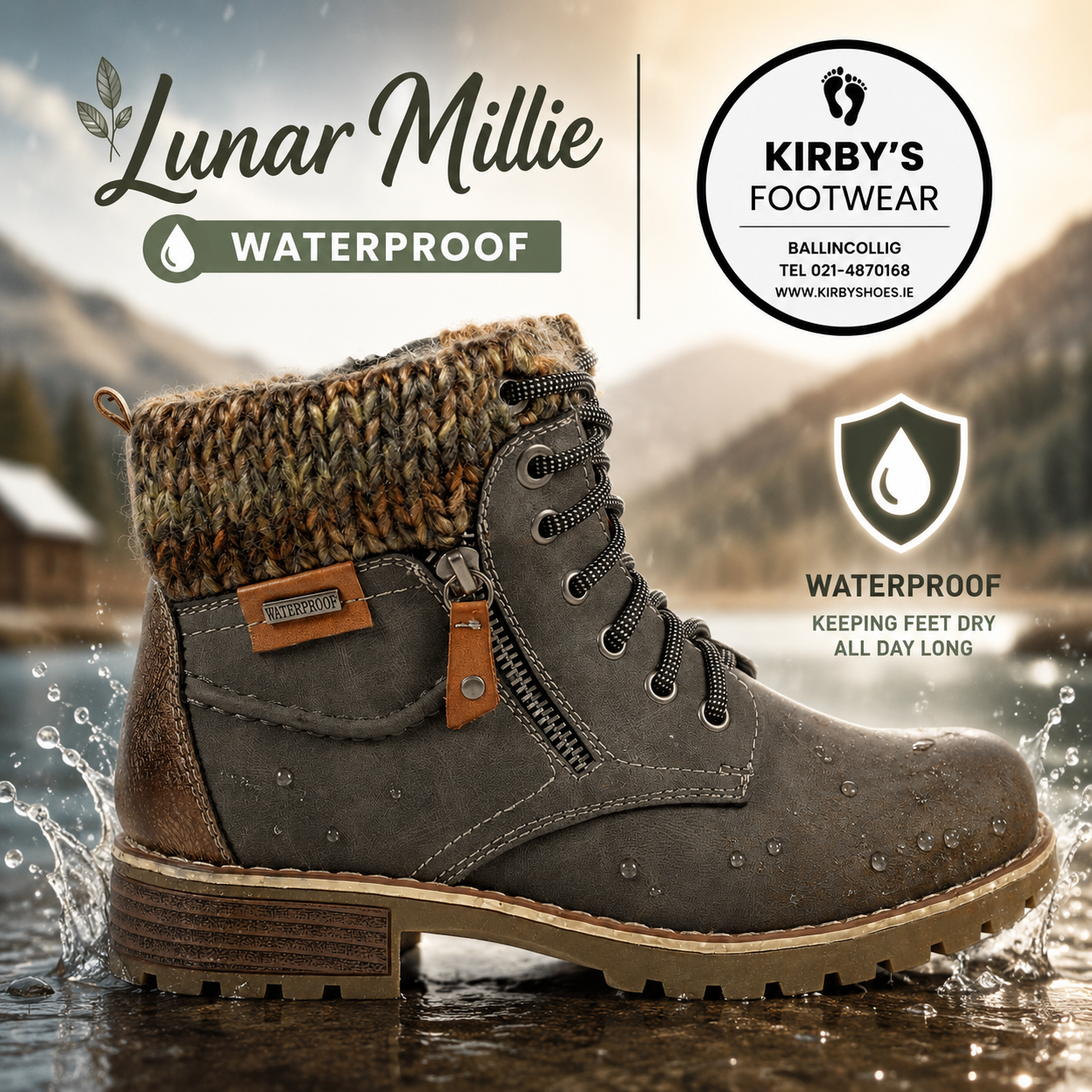 Lunar Millie boot - grey waterproof