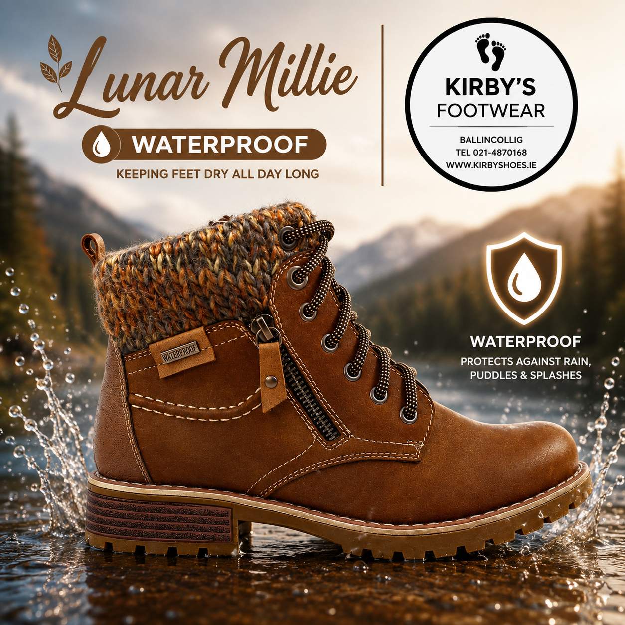 Lunar Millie boot - tan waterproof