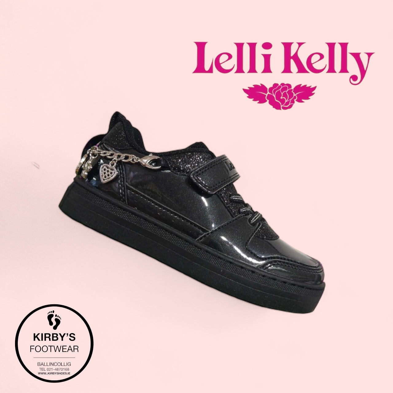 Lelli Kelly Piper trainer black with removable charms – Kirbys