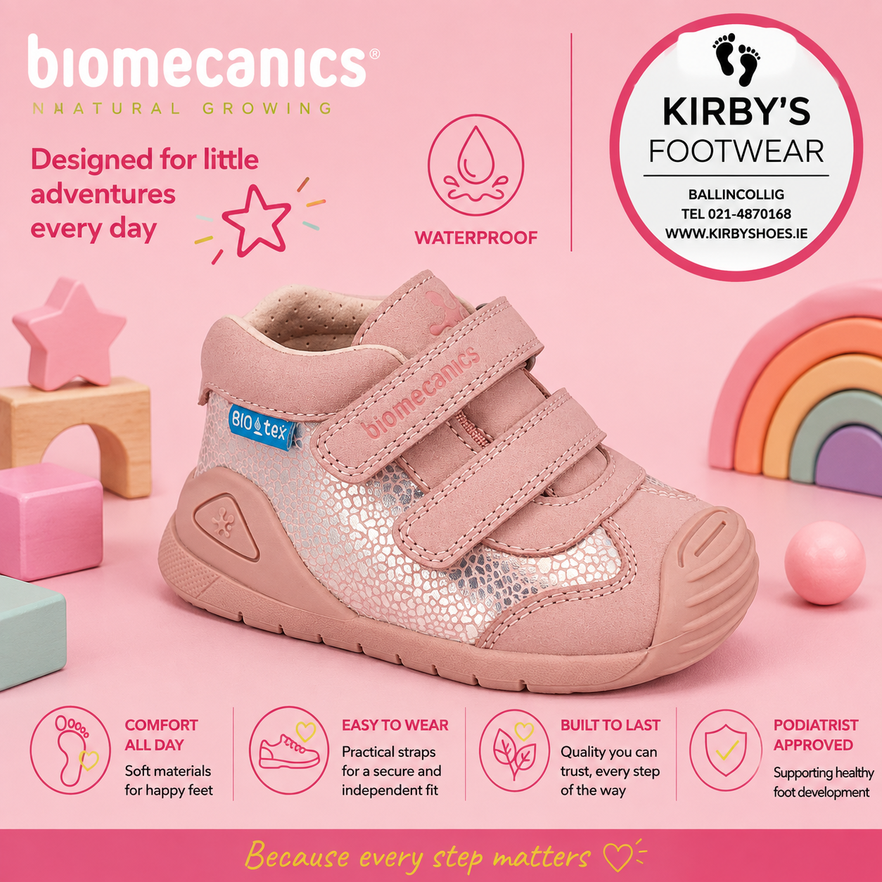 Biomecanics waterproof velcro pink 251134