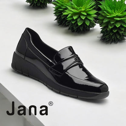 Jana black patent slip on 24666