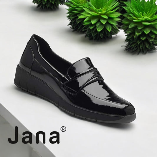 Jana black patent slip on 24666