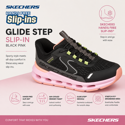 Skechers Glide step slip-in - black pink