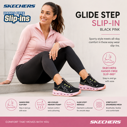 Skechers Glide step slip-in - black pink