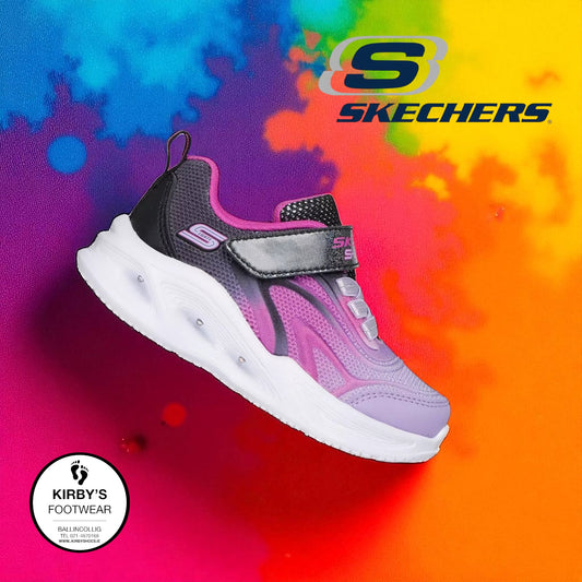 Skechers trainer lights pink - sola glow - black pink