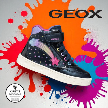 Geox high top lights Skylin navy pink