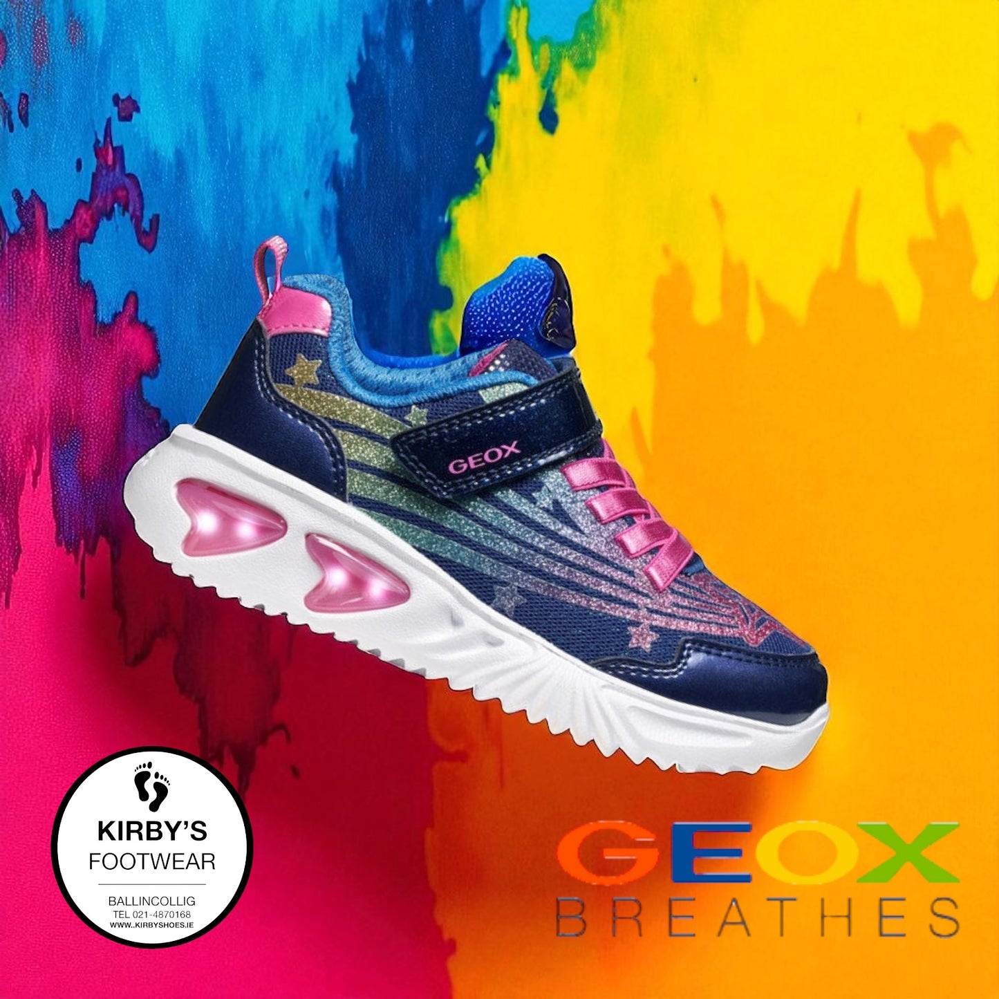 Geox Assister navy rainbow lights