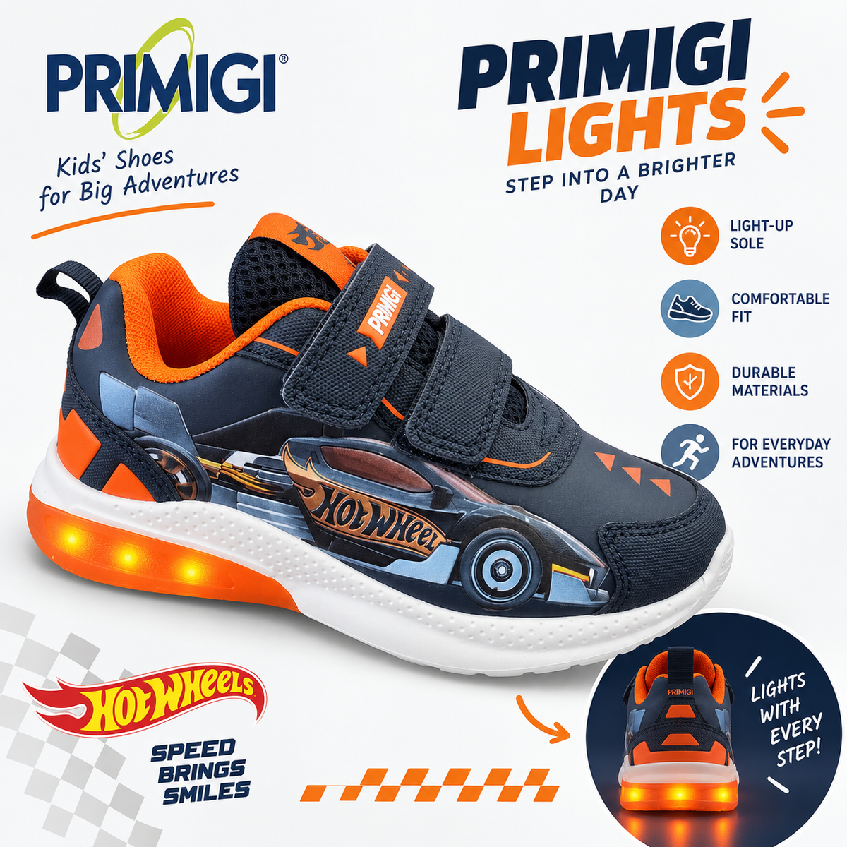 Primigi velcro trainer lights Hot Wheels navy - 2470711