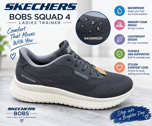 Skechers slip-in, Bobs squad 4 - navy waterproof