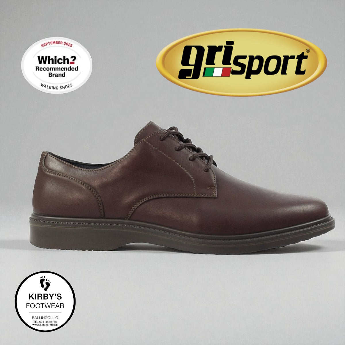 Gri-Sport Legacy brown leather lace shoe – side view