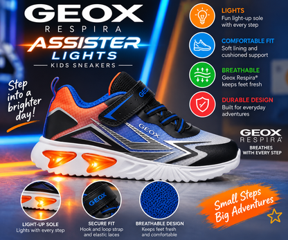 Geox Assister lights black orange – side view