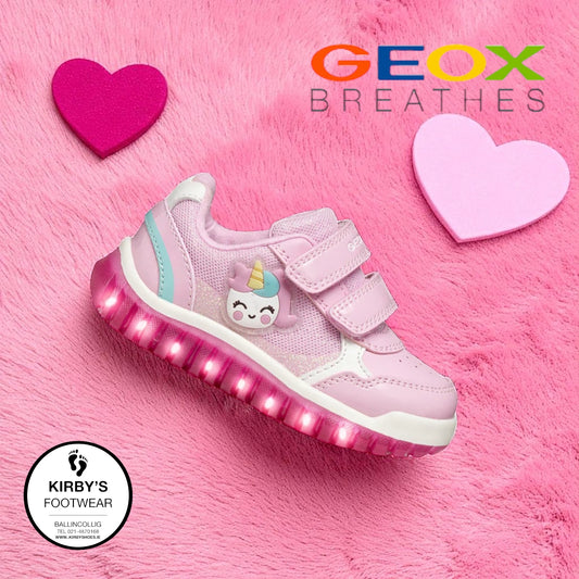 Geox unicorn lights trainers lightyloo pink