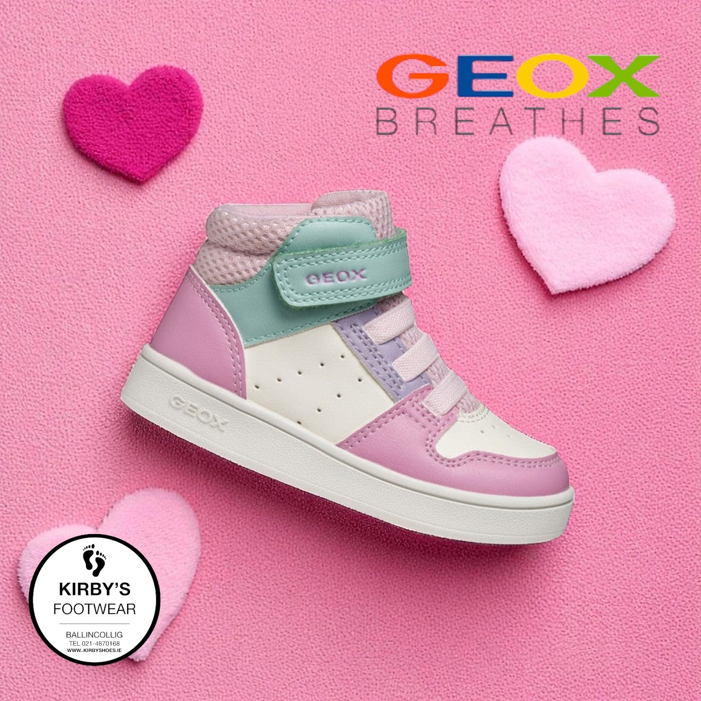 Geox high top trainers Eclyper white pink