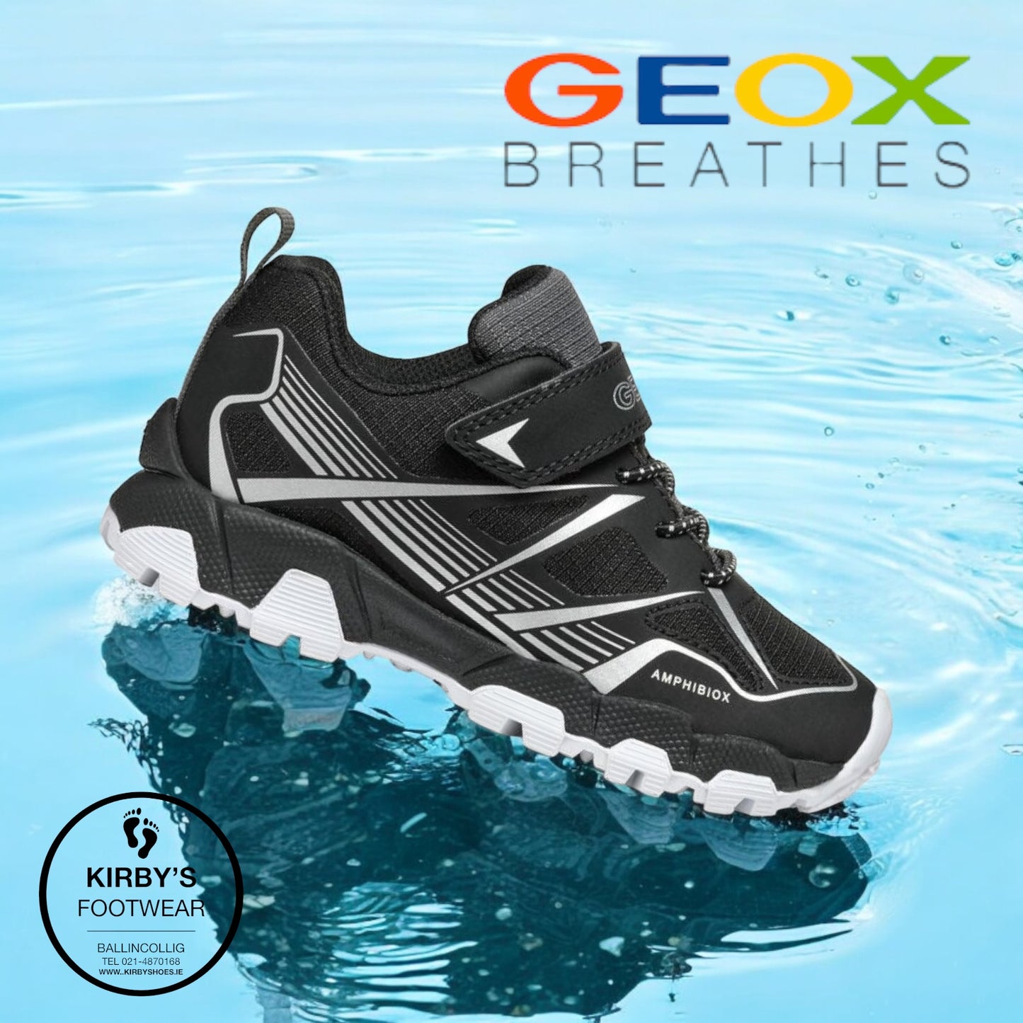 Geox Magnetar waterproof runner black silver