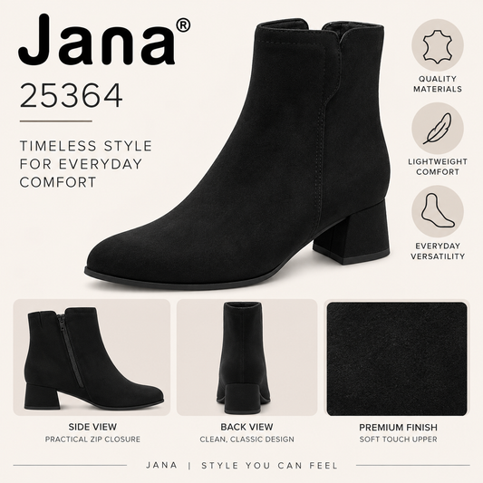 Jana 25364 - Black Vegan Ankle Boot