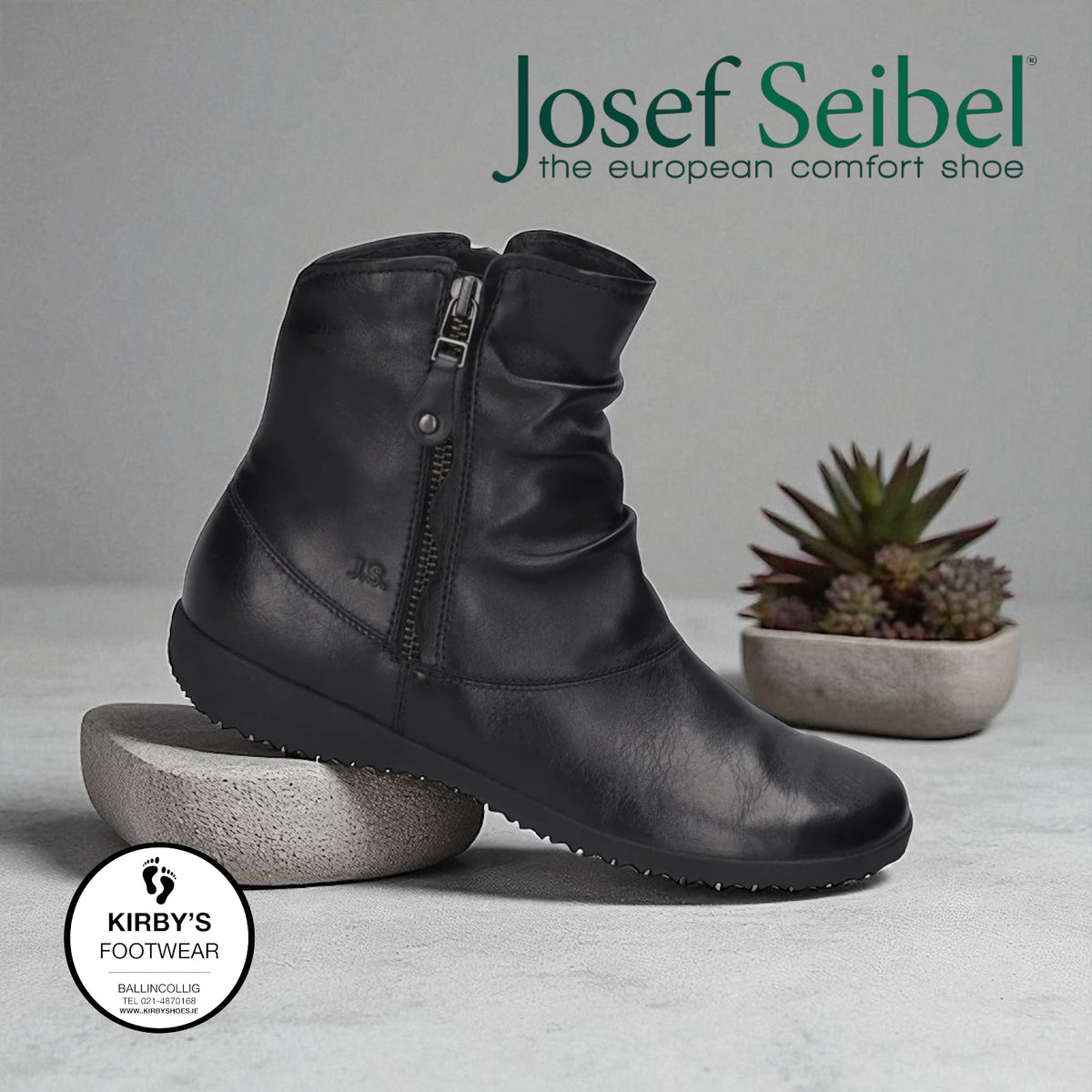 Josef Seibel Naly 24 black leather ladies’ boot – side view