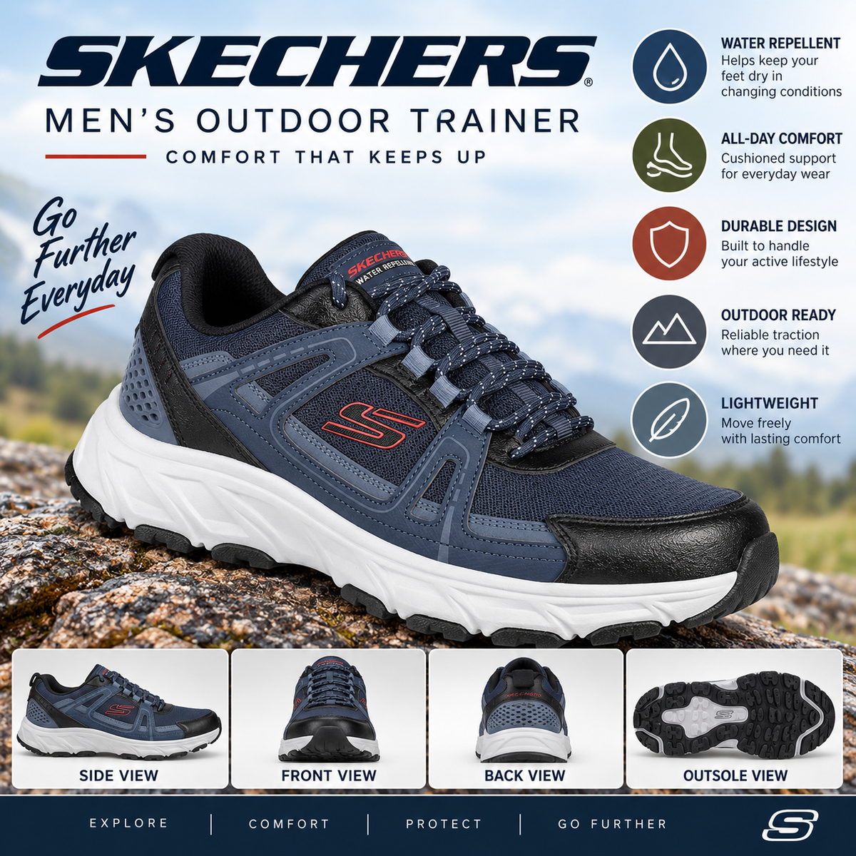 Skechers Hillcrest 2.0 - Navy - 237837 – side view