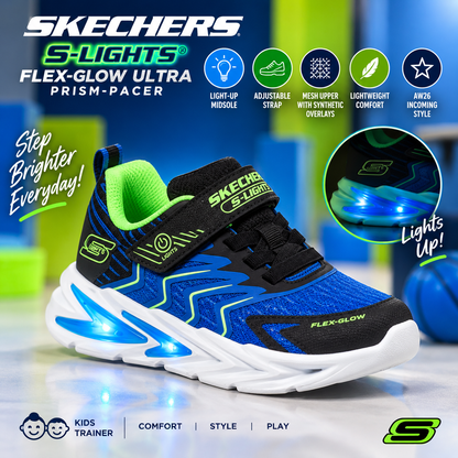 Skechers Flex-Glow Ultra Prism-Pacer - Black/Lime - 400141NC