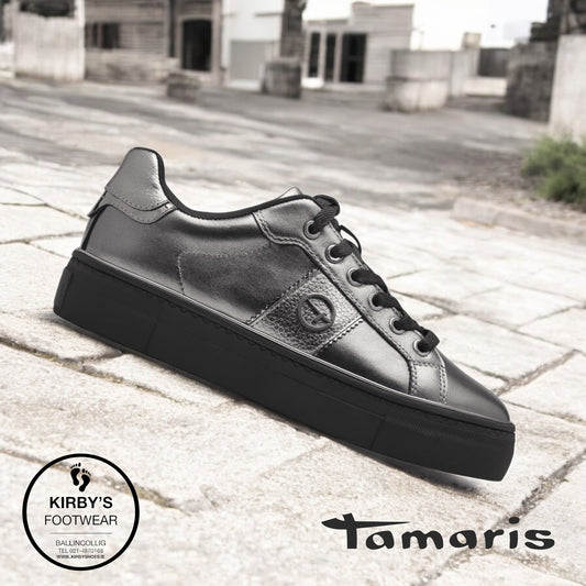 Tamaris lace trainer pewter 23313