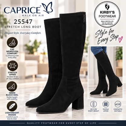 Caprice 25547 - Black Stretch Long Boot