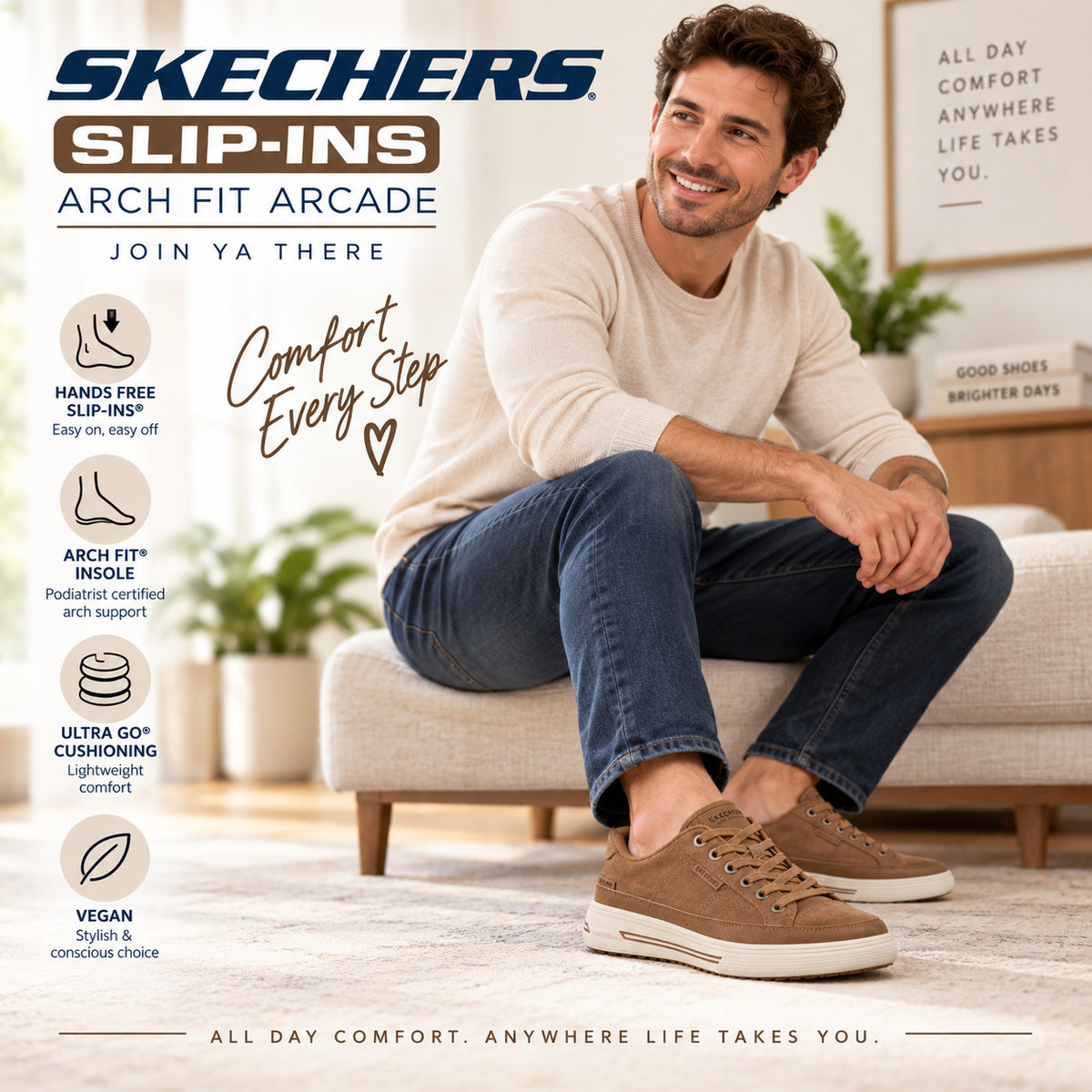 Skechers Slip-ins Arch Fit Arcade - Join Ya There - Whiskey - 183224 – side view