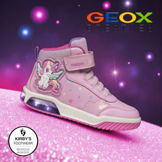 Geox high top lights Inek unicorn pink