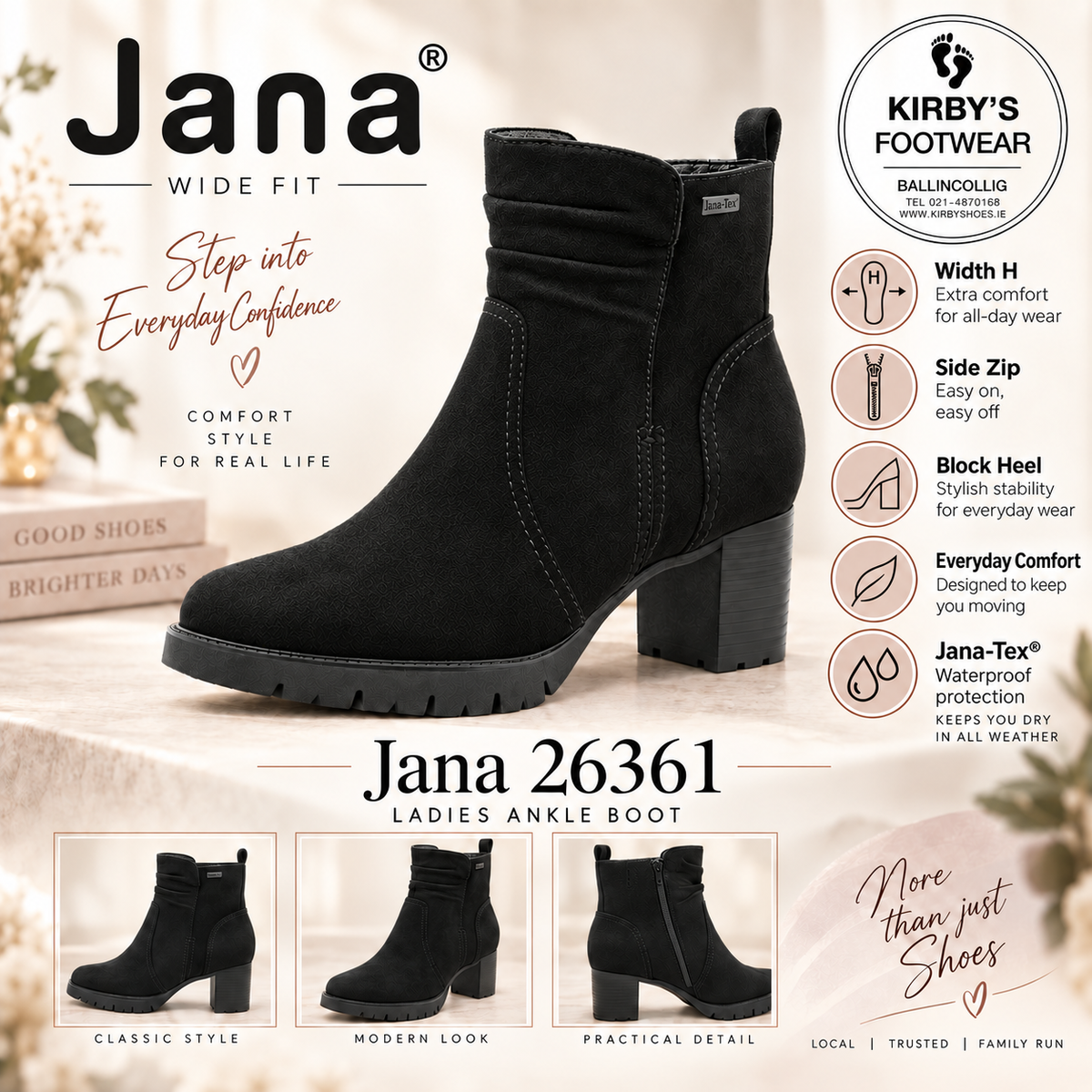 Jana 26361 Black TEX H Fit Boot