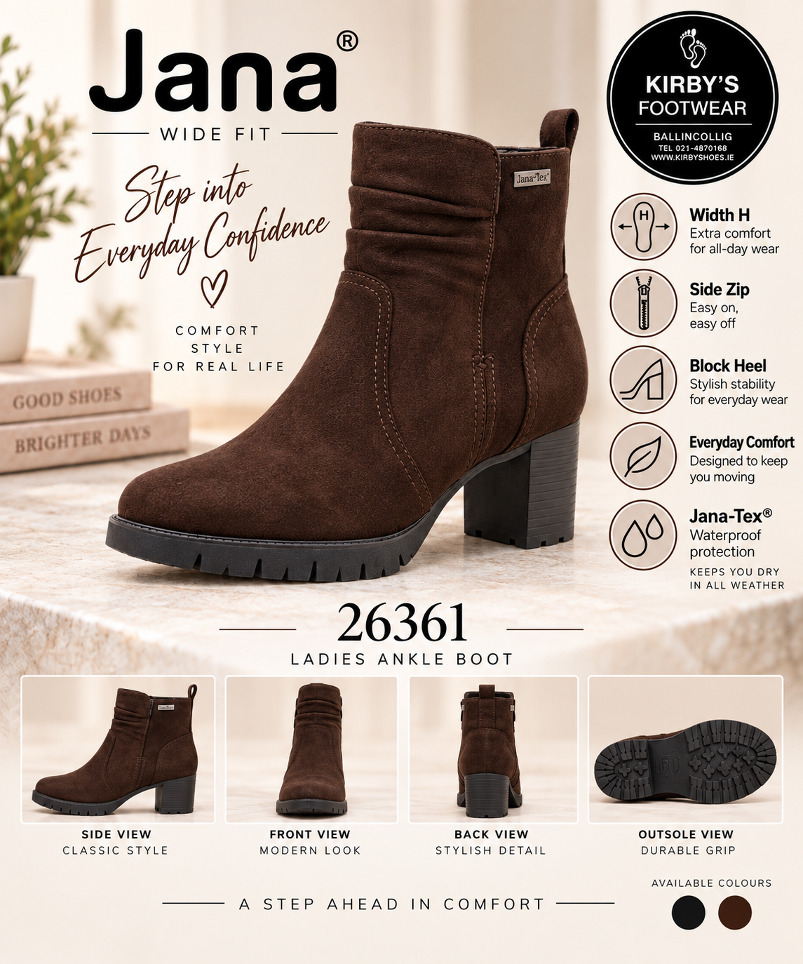 Jana 26361 Mocca TEX H Fit Boot