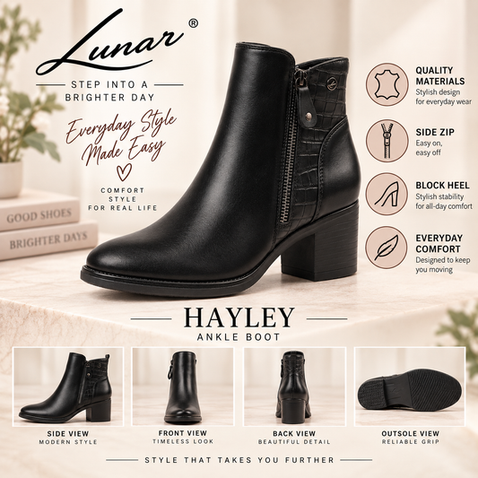Lunar Hayley Black Ankle Boot