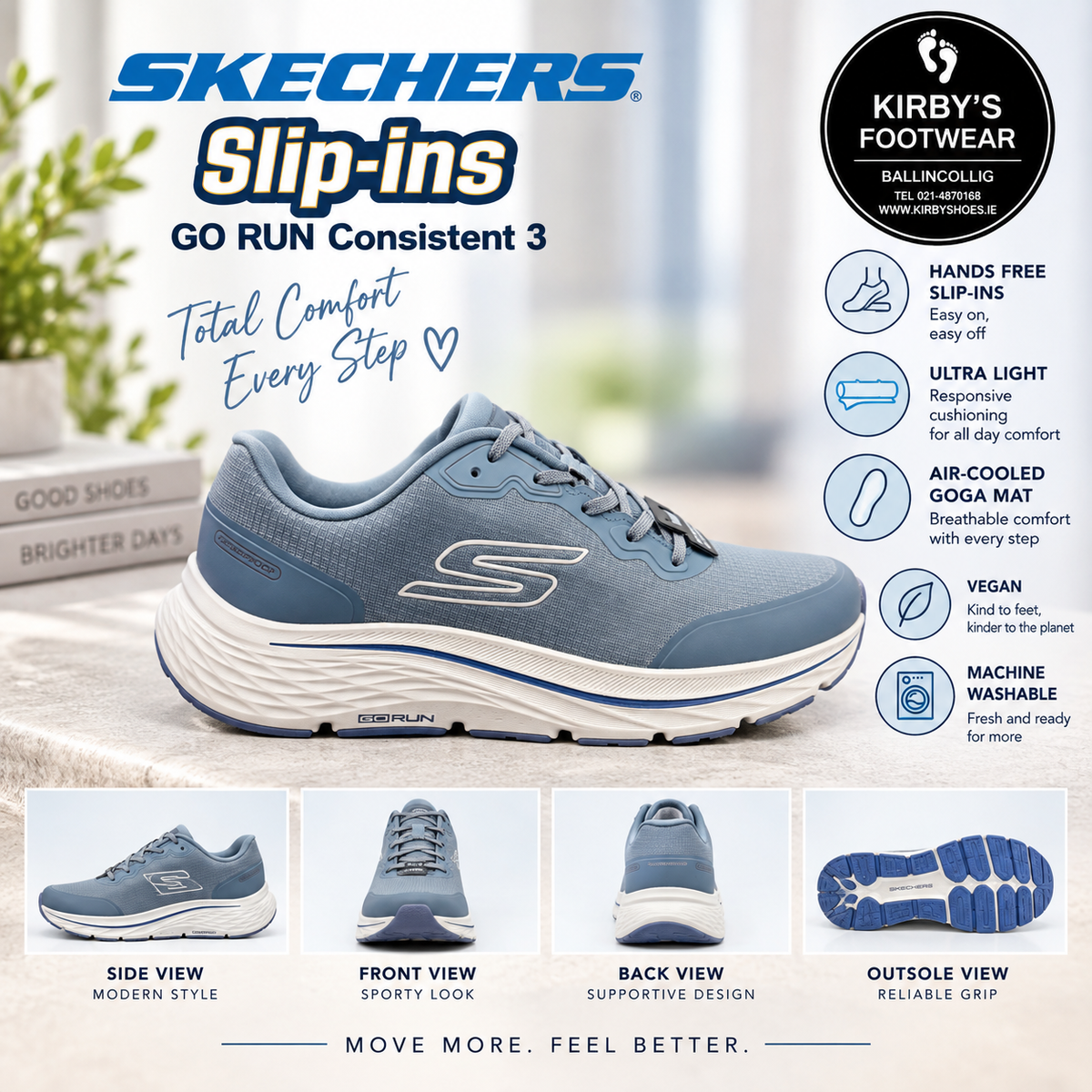 Skechers GO RUN Consistent 3 - Slate - 129056 – side view