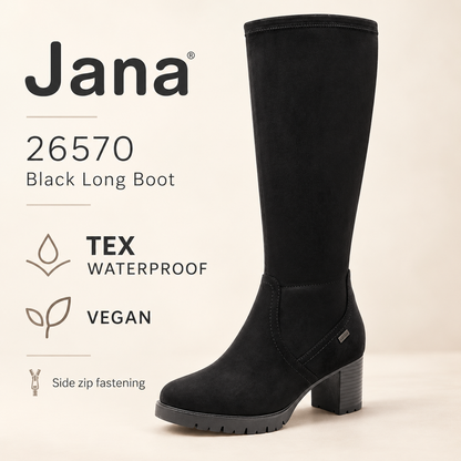Jana 26570 - Black TEX Vegan Long Boot waterproof