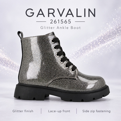 Garvalin 261565 Girls’ Silver Glitter Patent Boots – side view