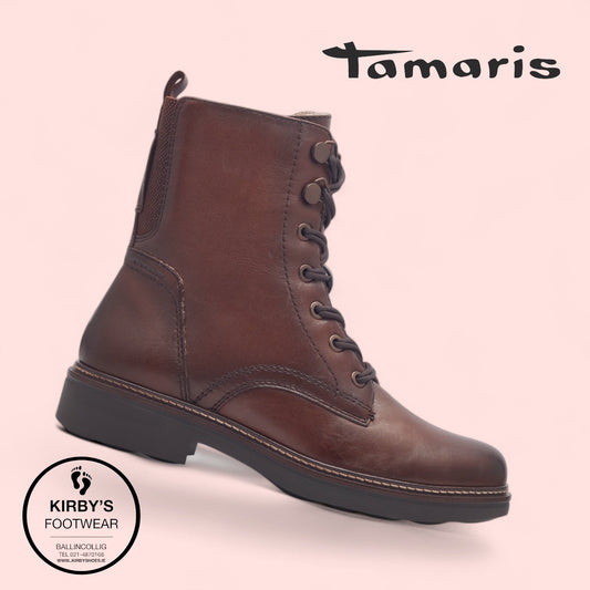 Tamaris chestnut leather boot 85107 - easy stretch