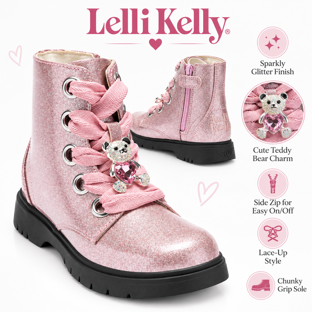 Lelli Kelly Orsetto Pink Glitter Girls Boot