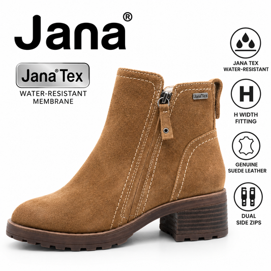 Jana 25711 Camel Suede Tex Ankle Boot