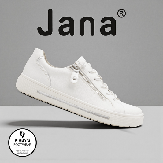 Jana trainer 23660 white silver - Kirbys Footwear Ltd