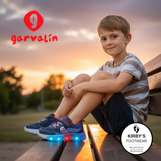 Garvalin navy red  trainer lights - 262725 - Kirbys Footwear Ltd