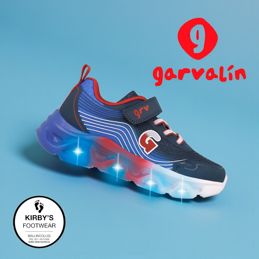 Garvalin navy red  trainer lights - 262725 - Kirbys Footwear Ltd