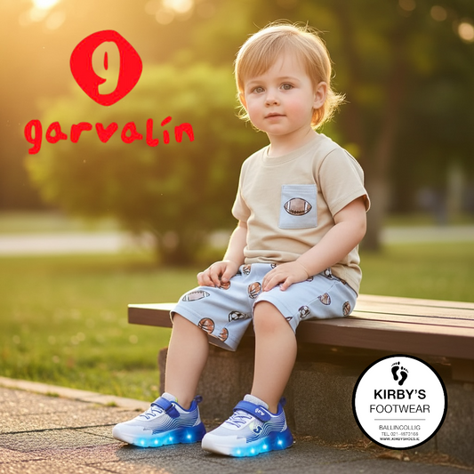 Garvalin white blue trainer lights - 262725 - Kirbys Footwear Ltd