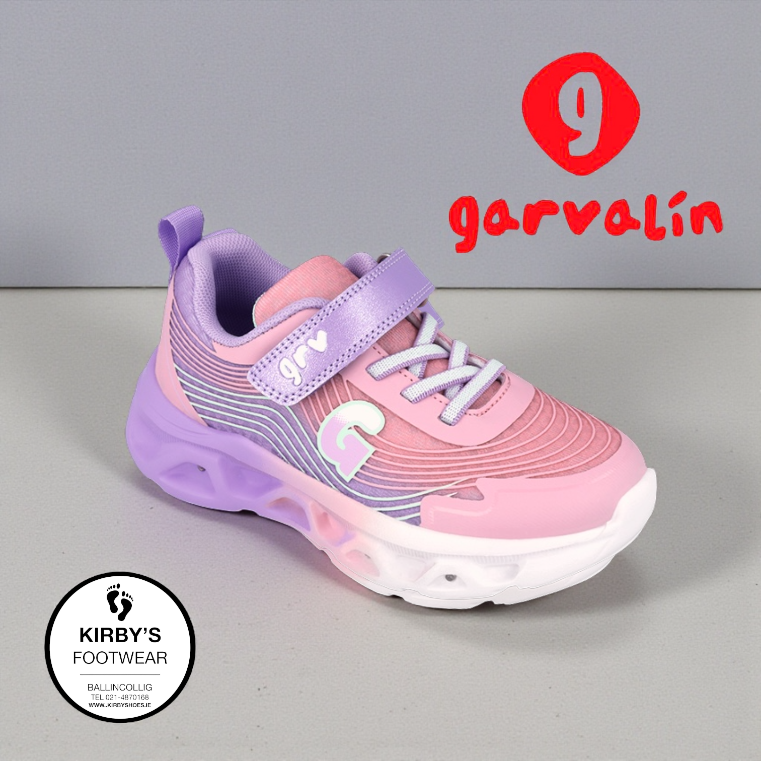 Garvalin pink trainer lights - 262725 - Kirbys Footwear Ltd