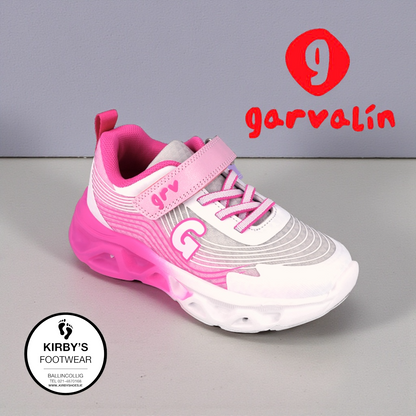 Garvalin white pink trainer lights - 262725 - Kirbys Footwear Ltd