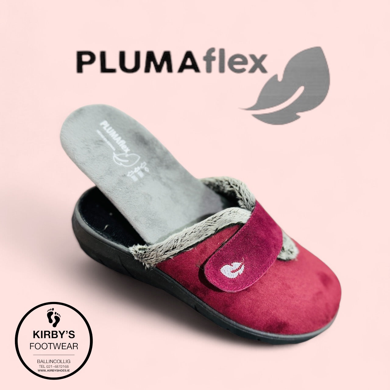 Plumaflex slipper - 14113 - wine velcro