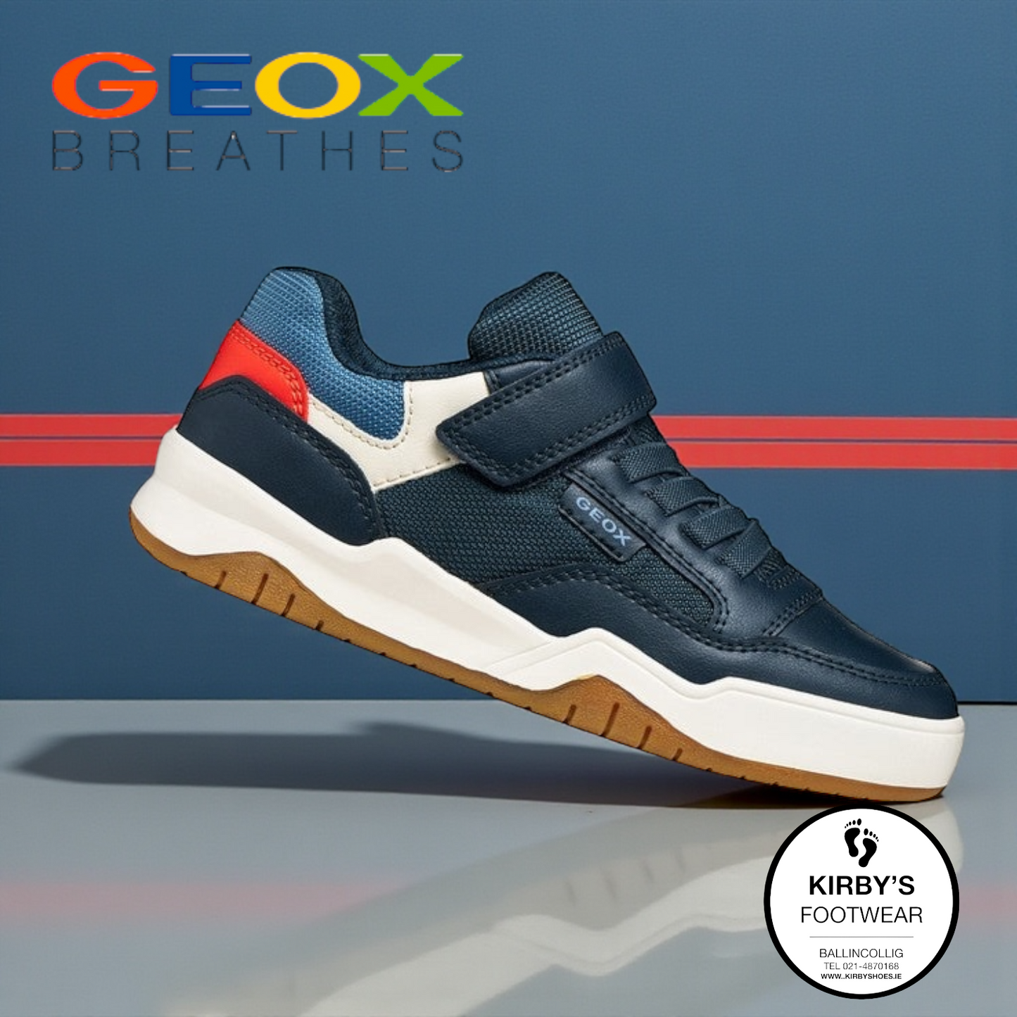 Geox Perth trainer velcro navy - Kirbys Footwear Ltd