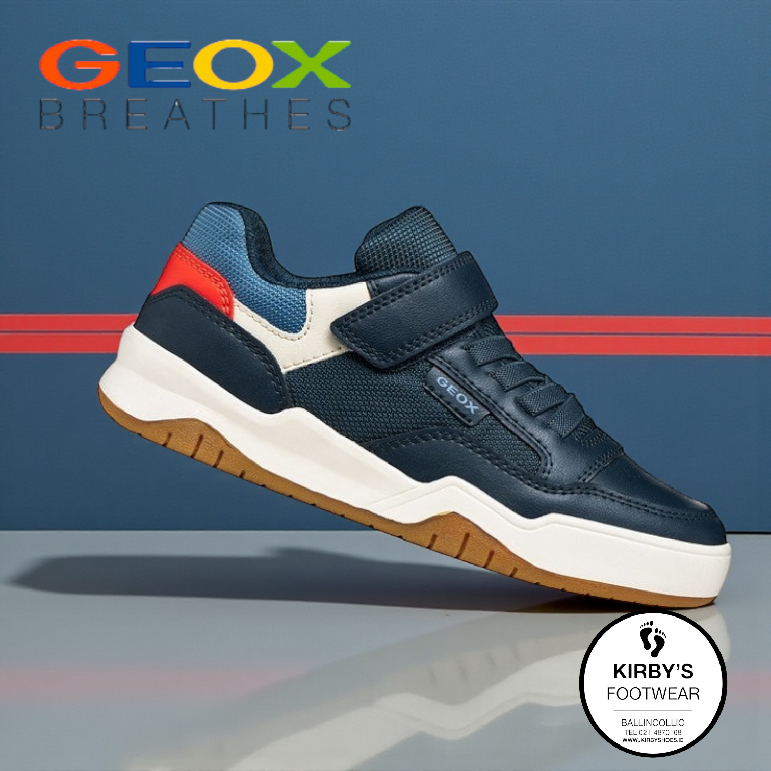 Geox Perth trainer velcro navy - Kirbys Footwear Ltd