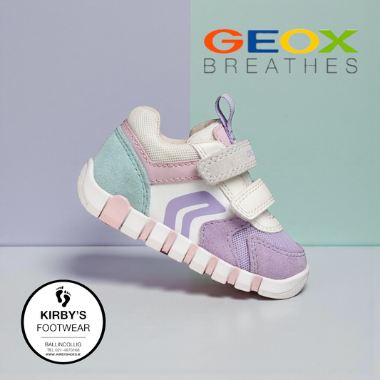 Geox Iupidoo velcro lavender white - Kirbys Footwear Ltd
